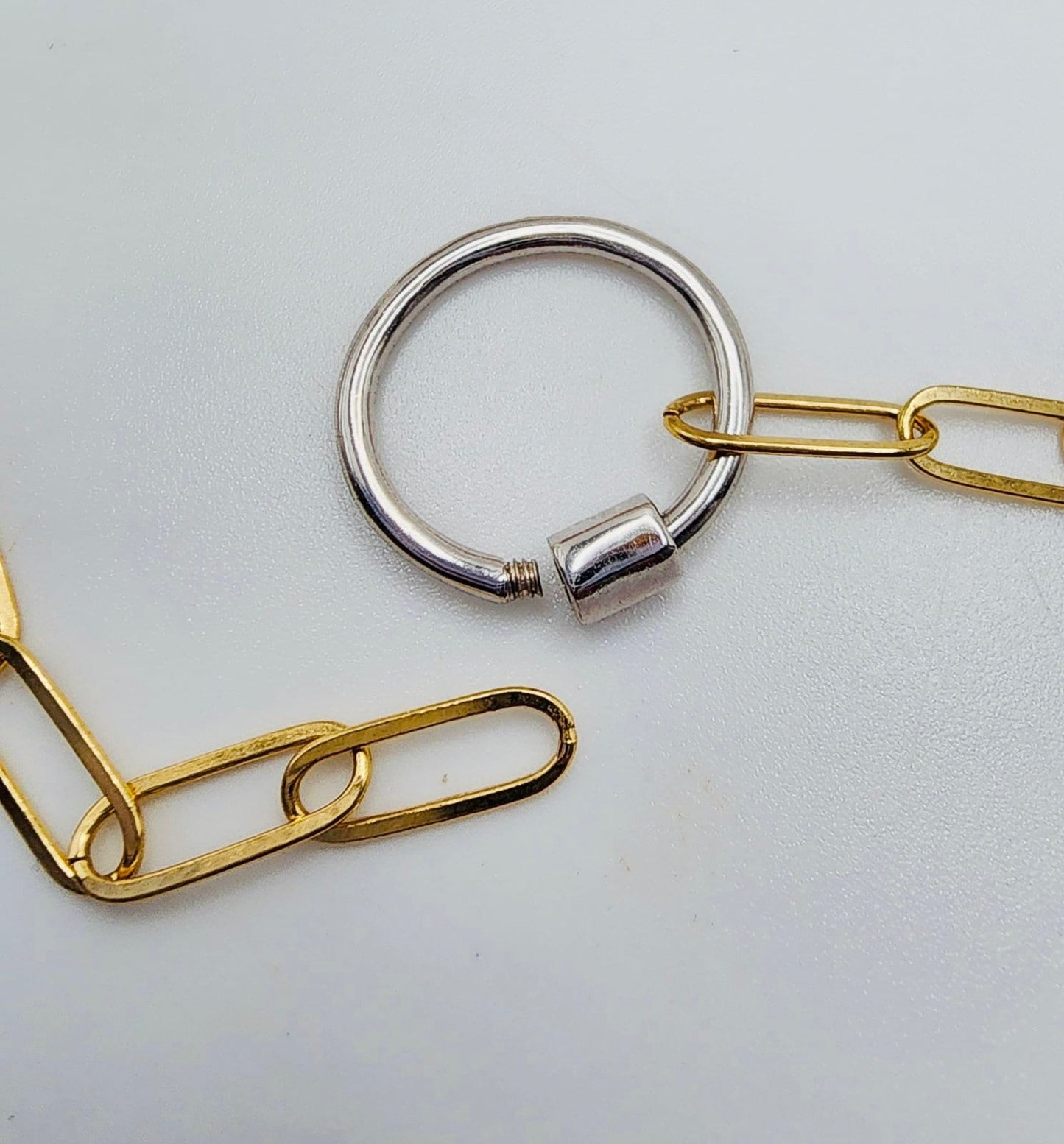 Mixed Metal Carabiner Circle Necklace