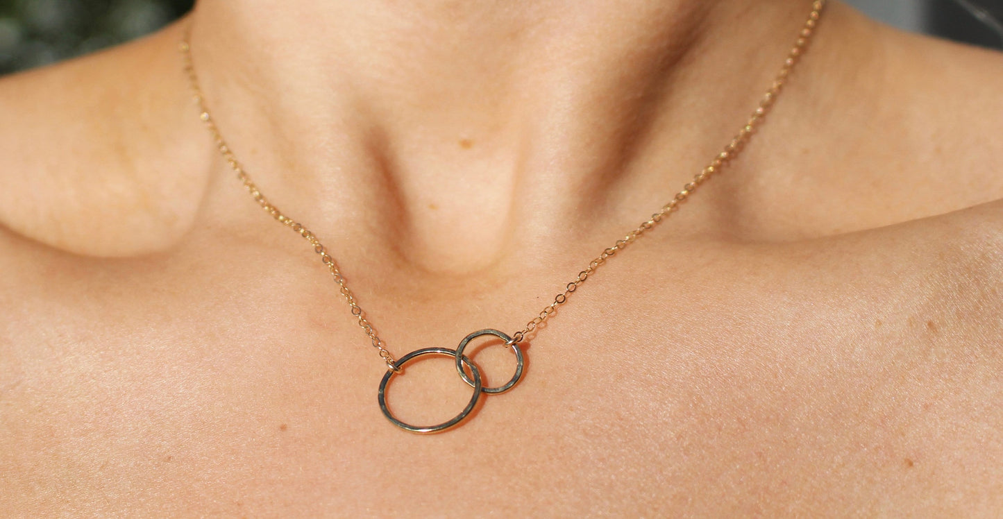 Gold Dainty Double Circle Necklace