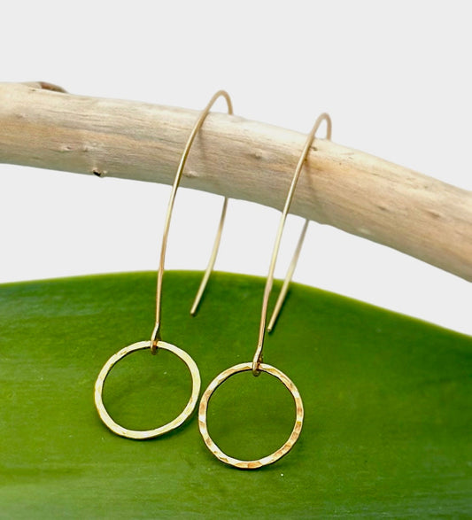 Hammered Circle Earrings, Gold, Silver, Mixed Metal