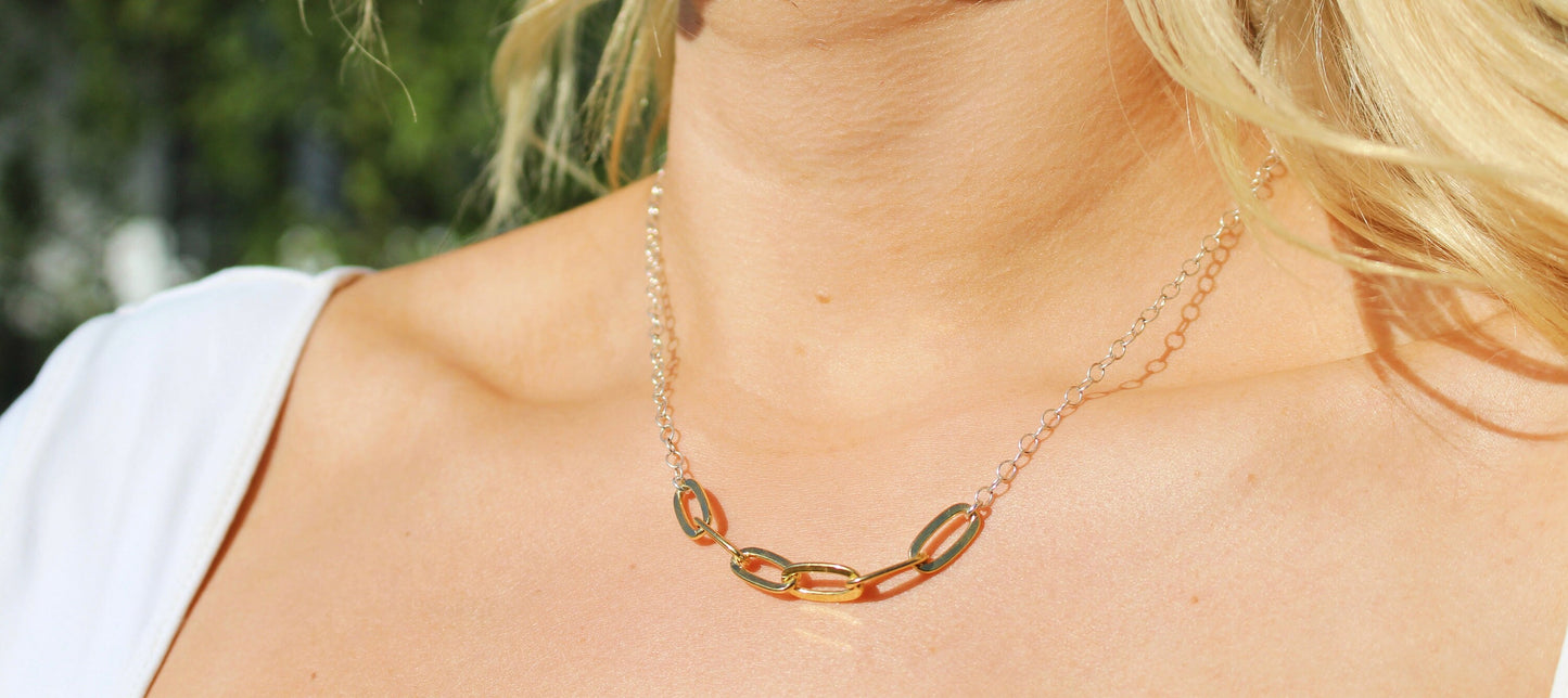 Large Mixed Metal Paperclip Necklace