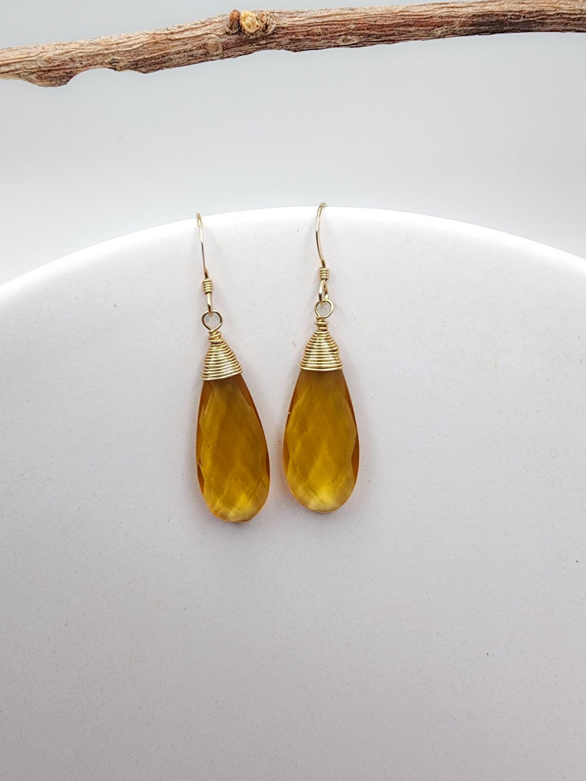 Faceted Citrine Drop Earrings, 14k Gold Fill, Sterling Silver