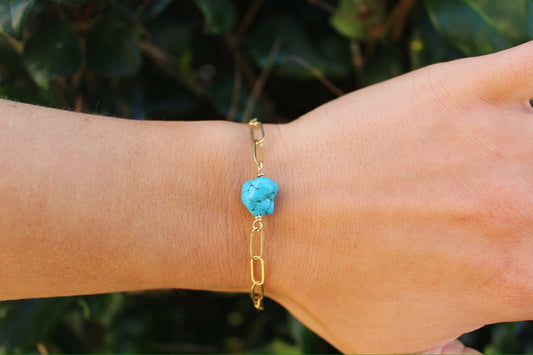 Turquoise Paperclip Chain Bracelet