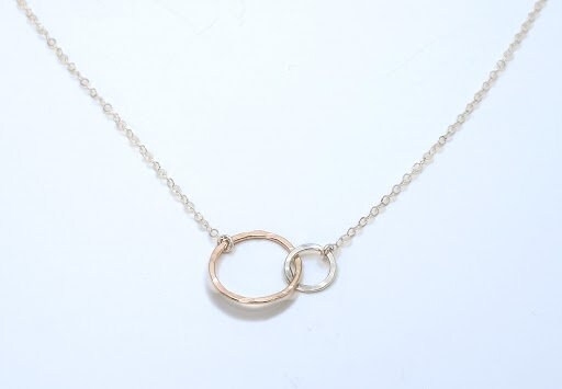 Gold Dainty Double Circle Necklace