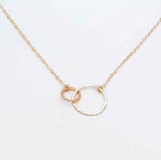 Silver Dainty Double Circle Necklace