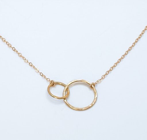 Gold Dainty Double Circle Necklace