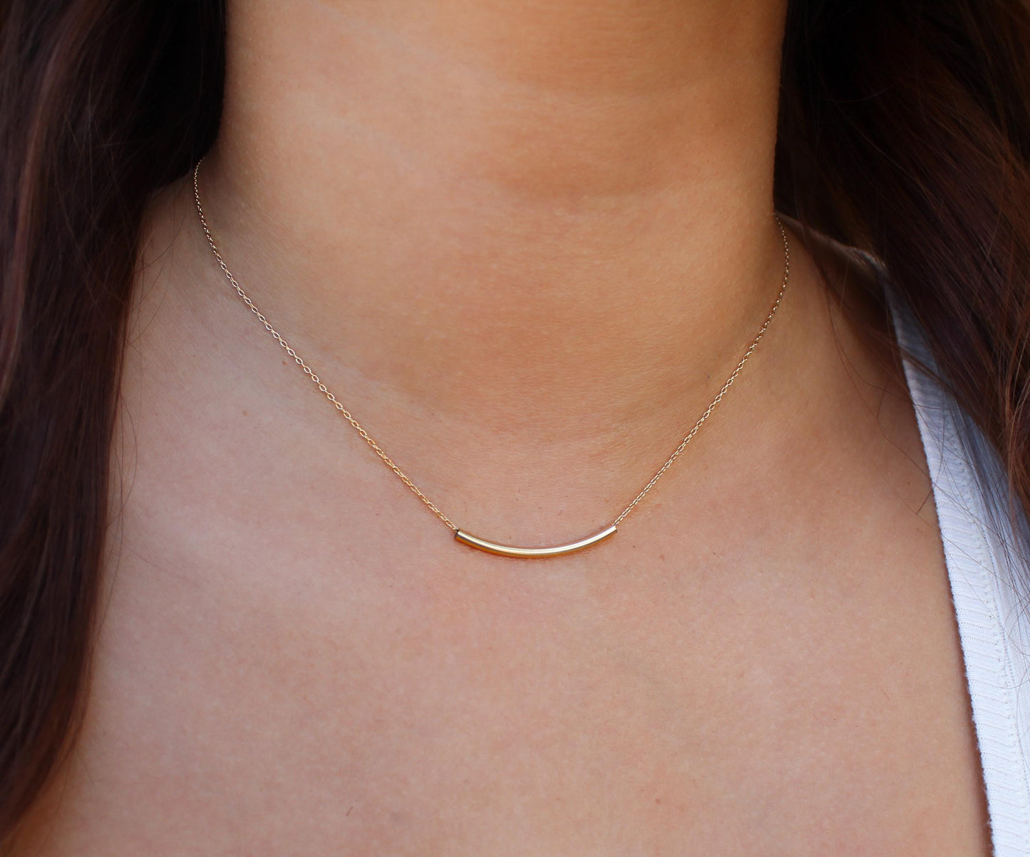 Dainty Tube Necklace, Gold, Silver, Mixed Metal