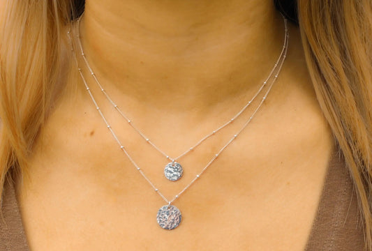 Gold Hammered Circle Necklace on Satellite Chain, 3 Sizes My Store