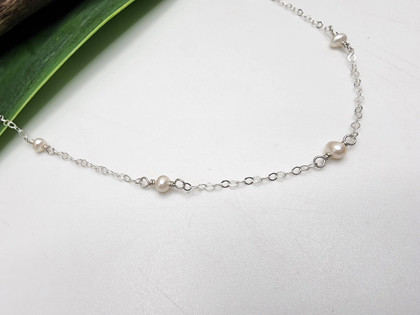 Dainty Pearl Necklace 14k Gold Filled