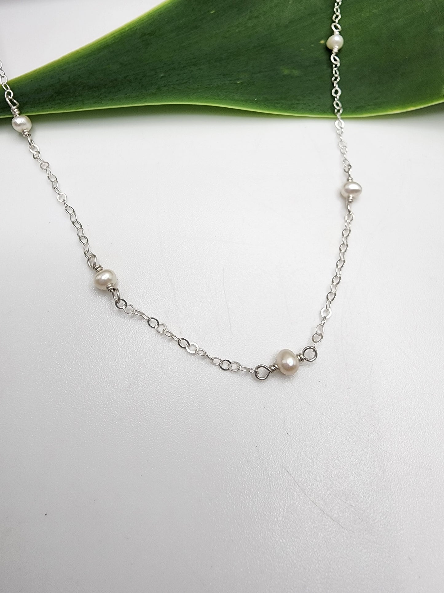 Dainty Pearl Necklace 14k Gold Filled