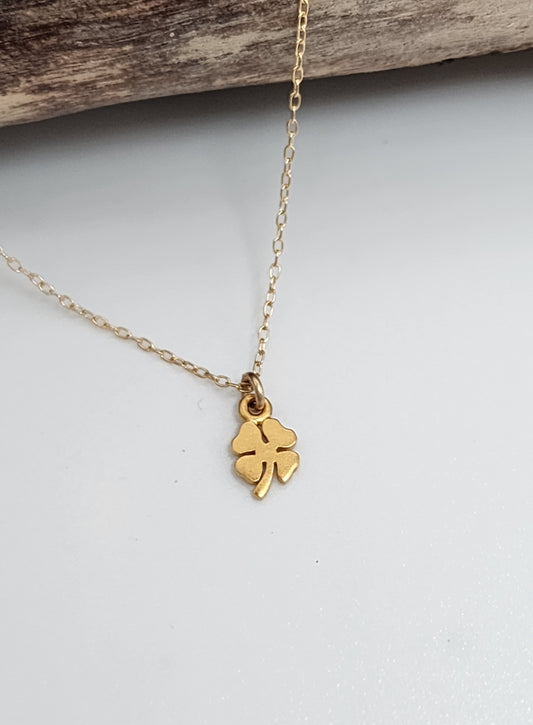 Tiny Gold Vermeil Shamrock Necklace
