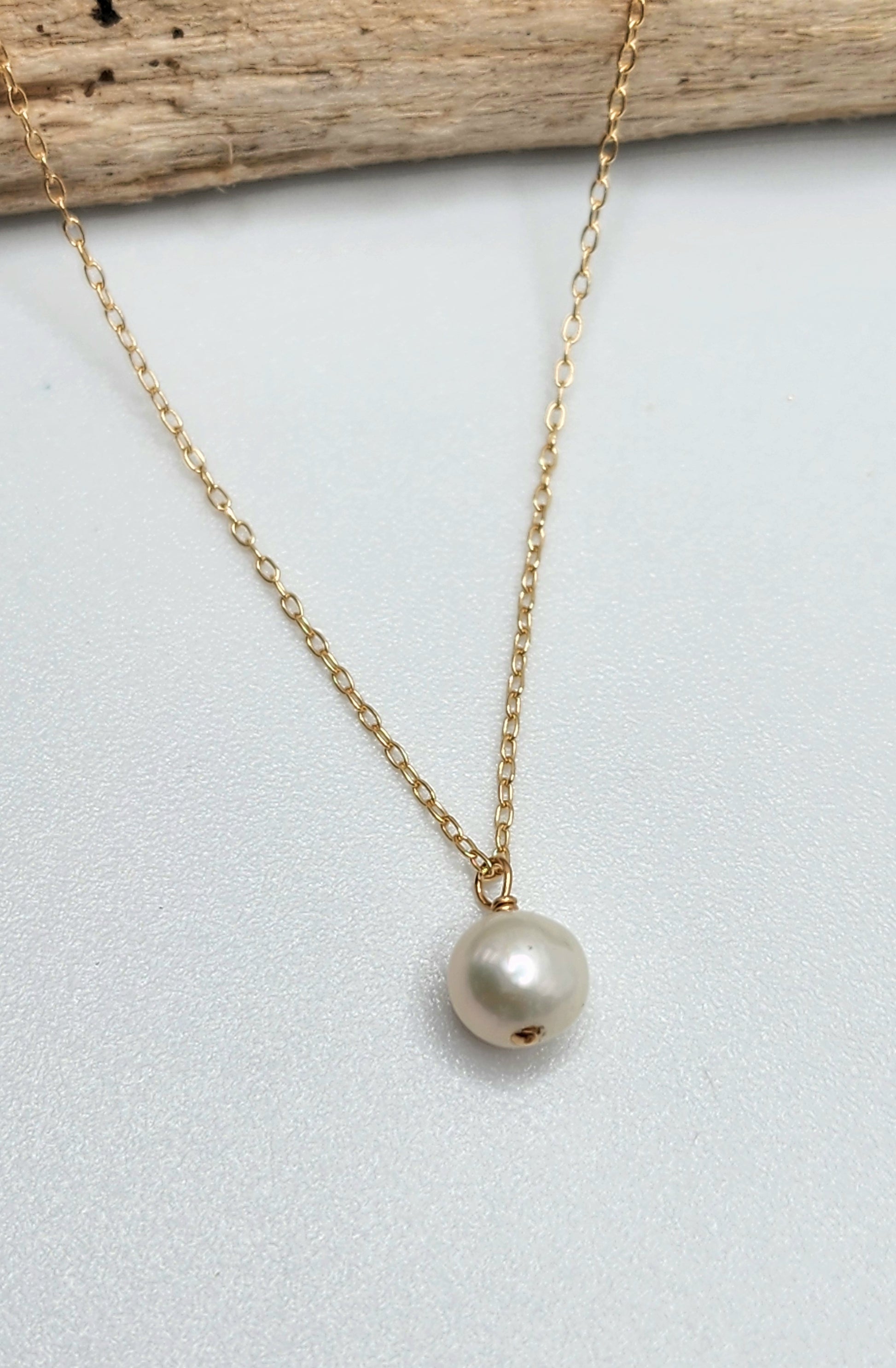 Dainty White Freshwater Pearl Drop Necklace, 14k Gold Fill, Sterling Silver My Store