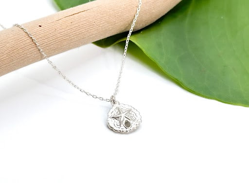 Tiny Sterling Silver Sand Dollar Necklace