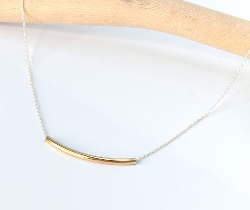 Dainty Tube Necklace, Gold, Silver, Mixed Metal