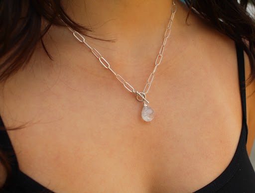 Rutilated Quartz on Paperclip Chain Necklace