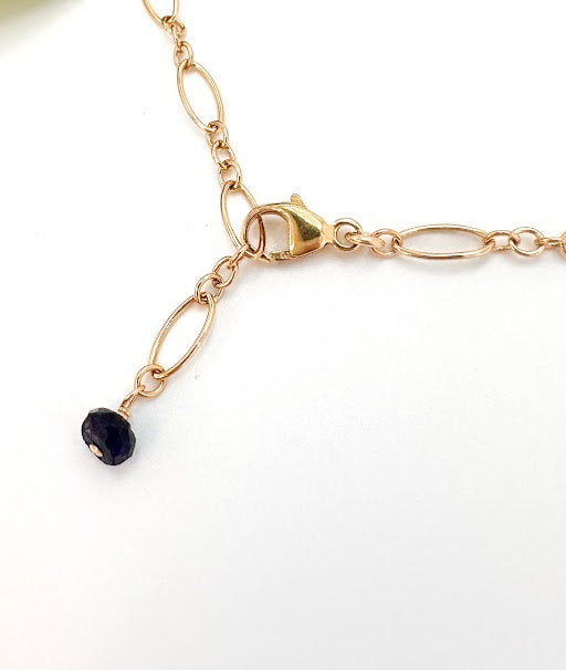 Sapphire Bezel and Figaro Chain Necklace