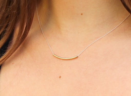 Dainty Tube Necklace, Gold, Silver, Mixed Metal