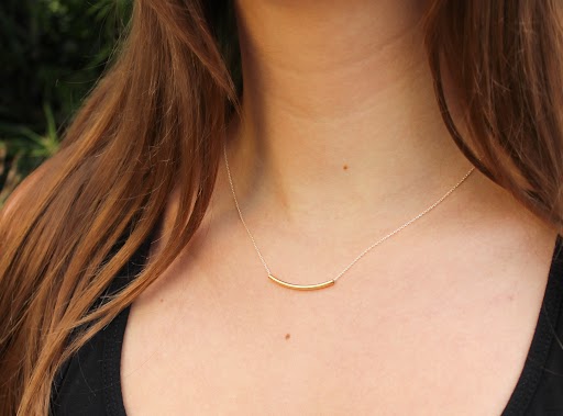 Dainty Tube Necklace, Gold, Silver, Mixed Metal