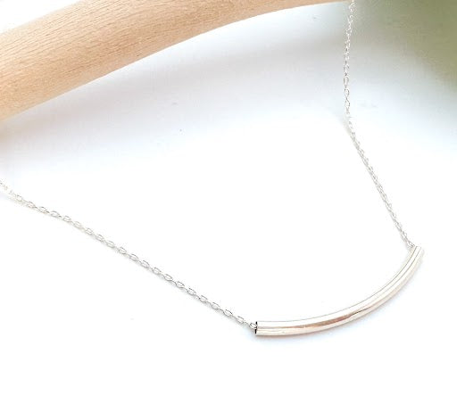 Dainty Tube Necklace, Gold, Silver, Mixed Metal