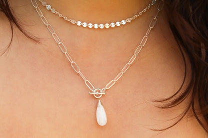 (need pics with new fatter stones) Moonstone Necklace on Paperclip Chain, 14k Gold Fill, Sterling Silver My Store