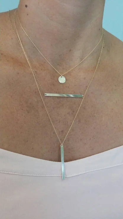 Gold Bar Necklace, Vertical, Gold Bar, 1.5 inch, Gold Filled, Layering Necklace, Bar Necklace My Store