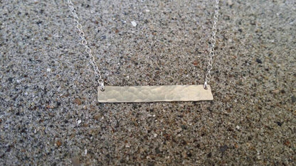 Silver Bar Necklace, Wide Bar, Hammered, Sterling Silver, Necklace, Simple, Layering Necklace, Silver Necklace, Bar Necklace, Minimalist My Store