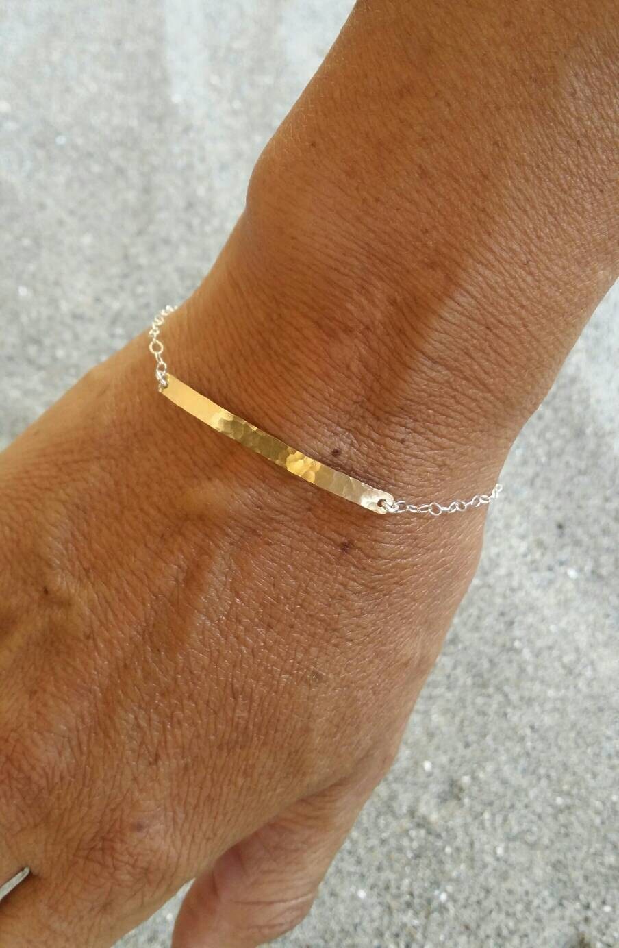 Mixed Metal, Gold and Silver Bracelet, Tiny Bracelet, Hammered, Hammered Bracelet, Tiny, Gold Bracelet, Silver Bracelet My Store