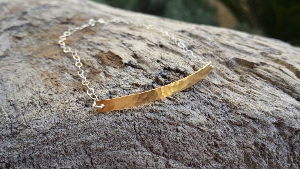 Mixed Metal, Gold and Silver Bracelet, Tiny Bracelet, Hammered, Hammered Bracelet, Tiny, Gold Bracelet, Silver Bracelet My Store