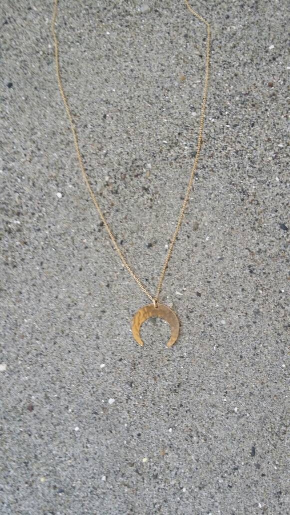 Large Inverted Crescent Moon Necklace, Silver, Gold