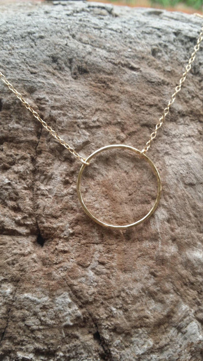 Large Open Circle Necklace, 14k Gold Filled, Sterling Silver, Mixed Metal