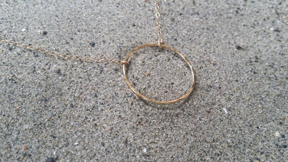 Large Open Circle Necklace, 14k Gold Filled, Sterling Silver, Mixed Metal