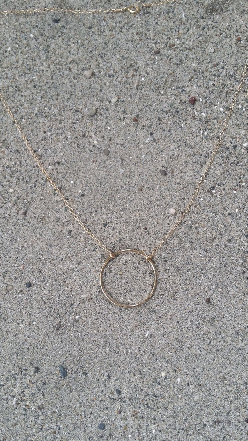 Large Open Circle Necklace, 14k Gold Filled, Sterling Silver, Mixed Metal