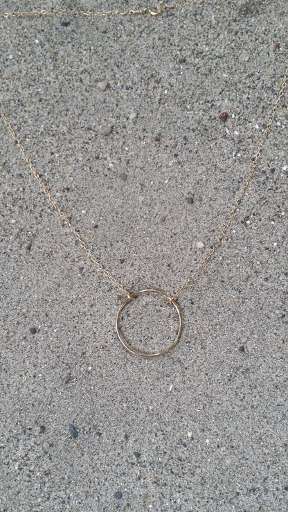 Large Open Circle Necklace, 14k Gold Filled, Sterling Silver, Mixed Metal