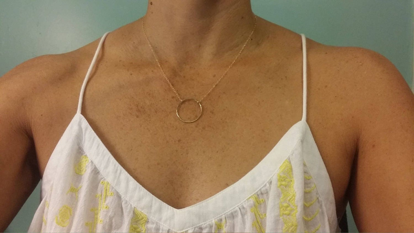 Large Open Circle Necklace, 14k Gold Filled, Sterling Silver, Mixed Metal