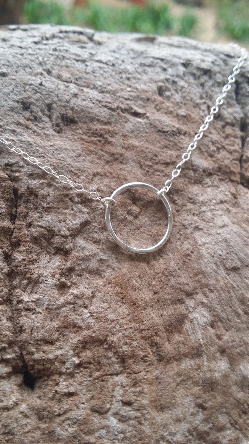 Small Open Circle Necklace, 14k Gold Filled, Sterling Silver, Mixed Metal