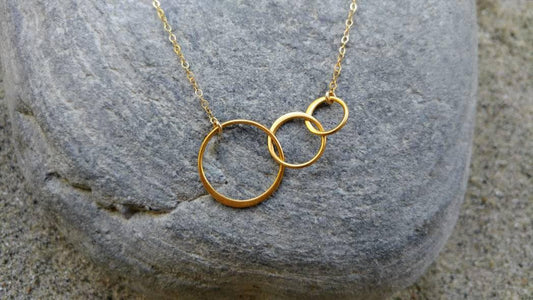 Infinity Circles Necklace, Three Circles, Gold, Sterling Silver, Infinity Necklace, Dainty, Circle Necklace, Everyday, Mothers Necklace My Store