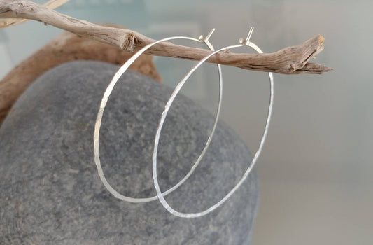 Thin Sterling Silver Hoop Earrings, 3 Sizes