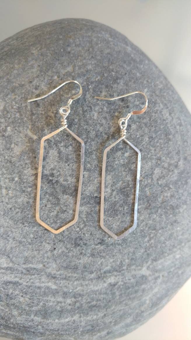 Sterling Silver Earrings, Hammered, Silver Earrings, Geometric, Simple, Dangle Earrings My Store