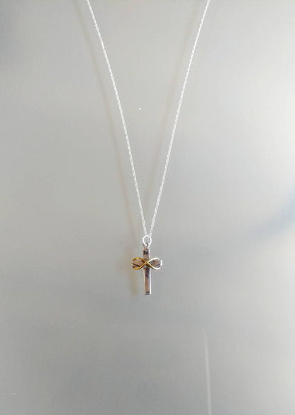 Tiny Sterling Infinity Cross, Gold Infinity, Sterling Silver, Cross Necklace, Silver Cross Necklace, Cross with Infinity, Tiny Silver Cross My Store