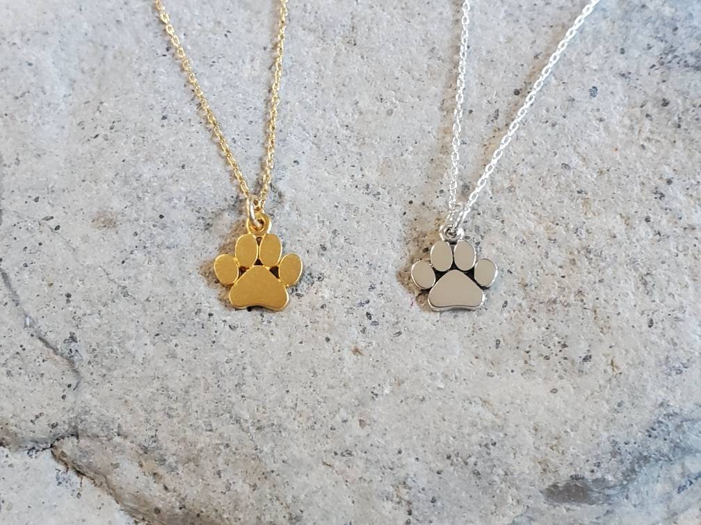 Tiny Paw Print Necklace, Sterling Silver or Gold Vermeil, Paw Necklace, Animal Necklace, Pet Dog Cat Necklace, Paw Print My Store