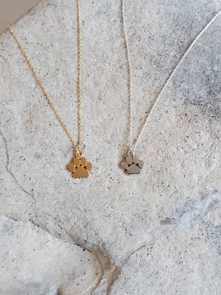 Tiny Paw Print Necklace, Sterling Silver or Gold Vermeil, Paw Necklace, Animal Necklace, Pet Dog Cat Necklace, Paw Print My Store