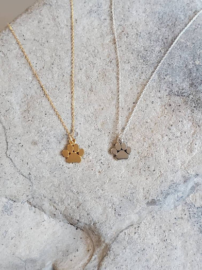 Tiny Paw Print Necklace, Sterling Silver or Gold Vermeil, Paw Necklace, Animal Necklace, Pet Dog Cat Necklace, Paw Print My Store