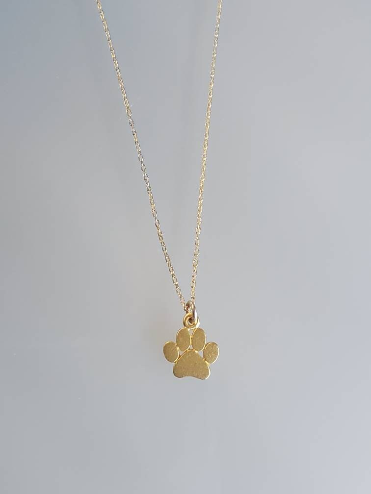 Tiny Paw Print Necklace, Sterling Silver or Gold Vermeil, Paw Necklace, Animal Necklace, Pet Dog Cat Necklace, Paw Print My Store