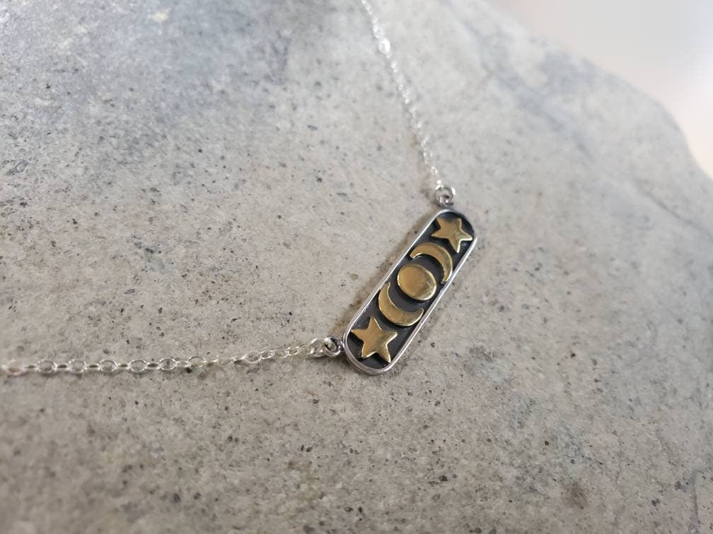 Moon and Star Necklace, Moon Necklace, Star Necklace, Gold and Silver, Gold moon Necklace, Silver Moon Necklace, Moon Phase, New Moon, Star My Store