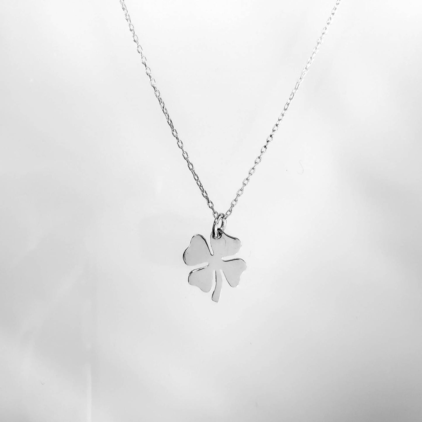 Sterling Silver Shamrock Necklace, 4 Leaf Clover