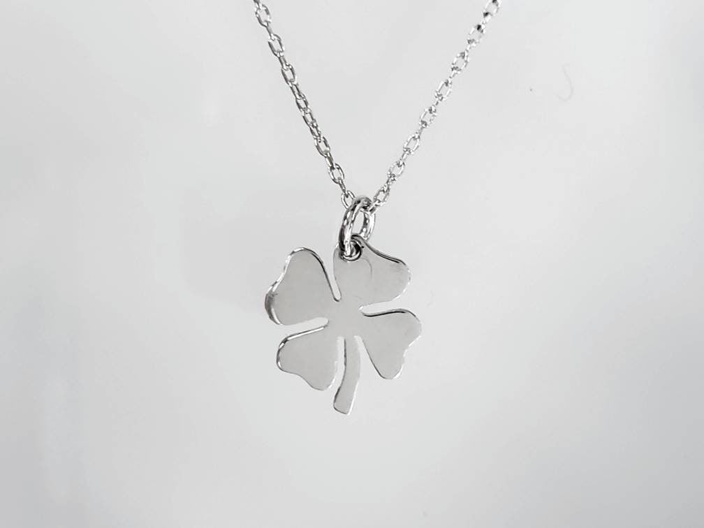 Sterling Silver Shamrock Necklace, 4 Leaf Clover