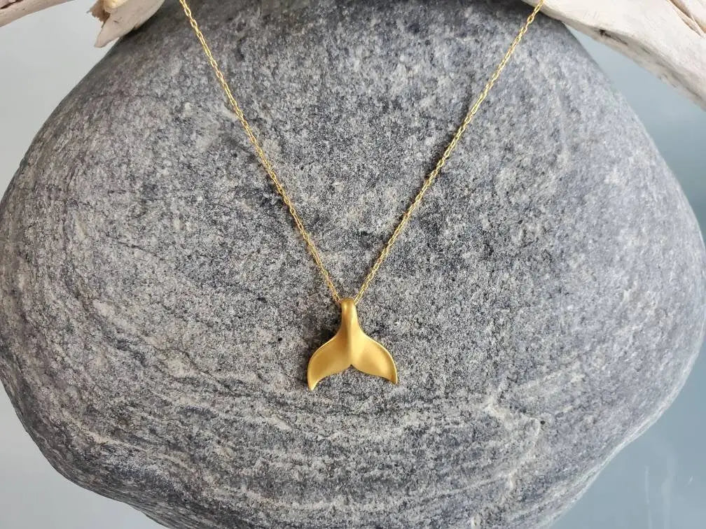 Whale Tail Necklace, Sterling Silver or Gold Vermeil My Store