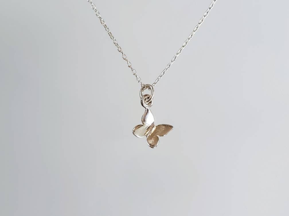 Tiny Sterling Butterfly Necklace, Sterling Silver, 3D Butterfly Pendant, Silver Butterfly Necklace, Butterfly Necklace, Dainty, Delicate My Store