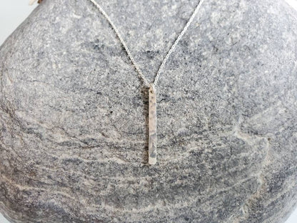 Tiny 14k Gold Fill Vertical Hammered Bar Necklace