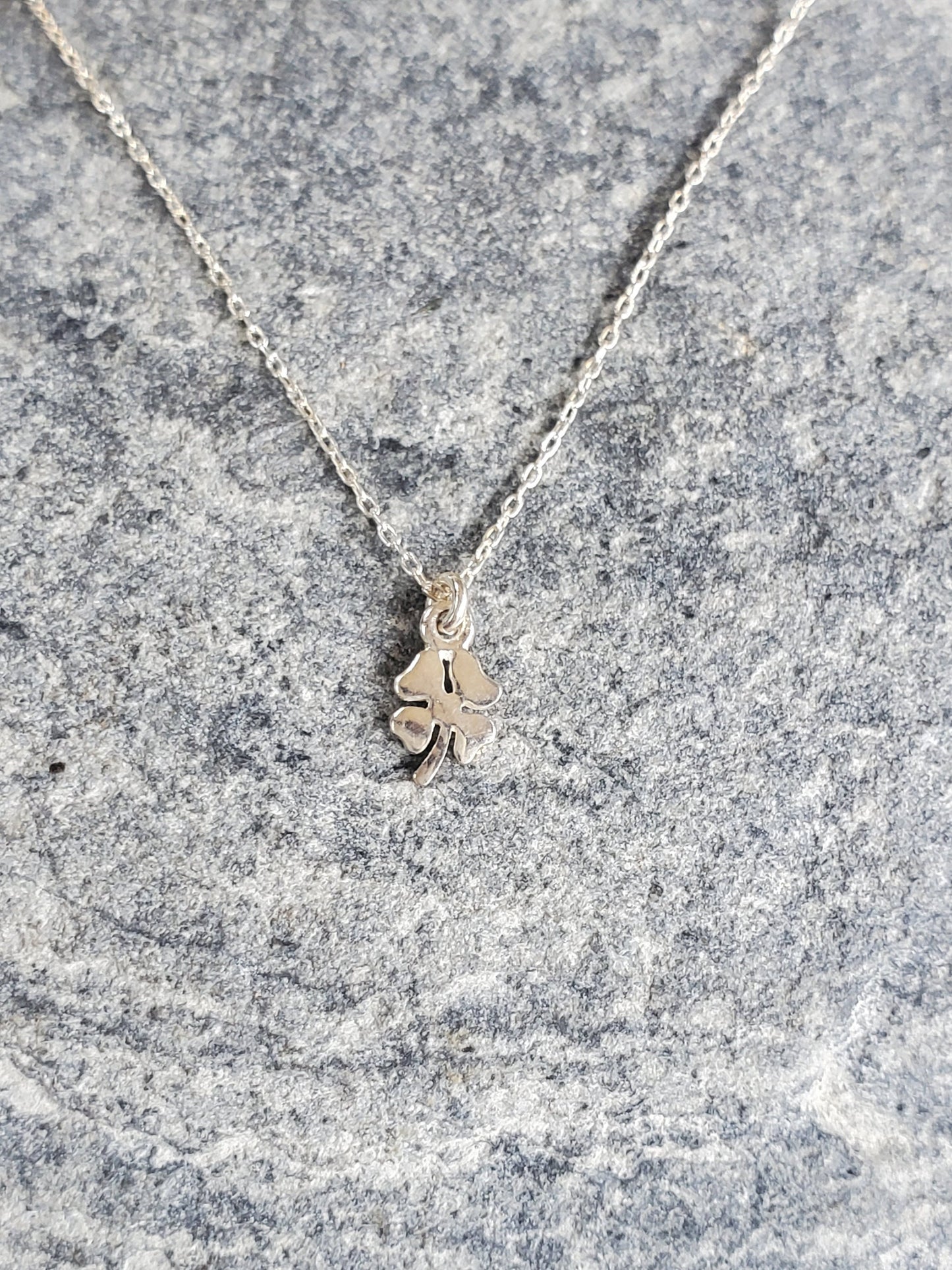 Tiny Sterling Silver Shamrock Necklace