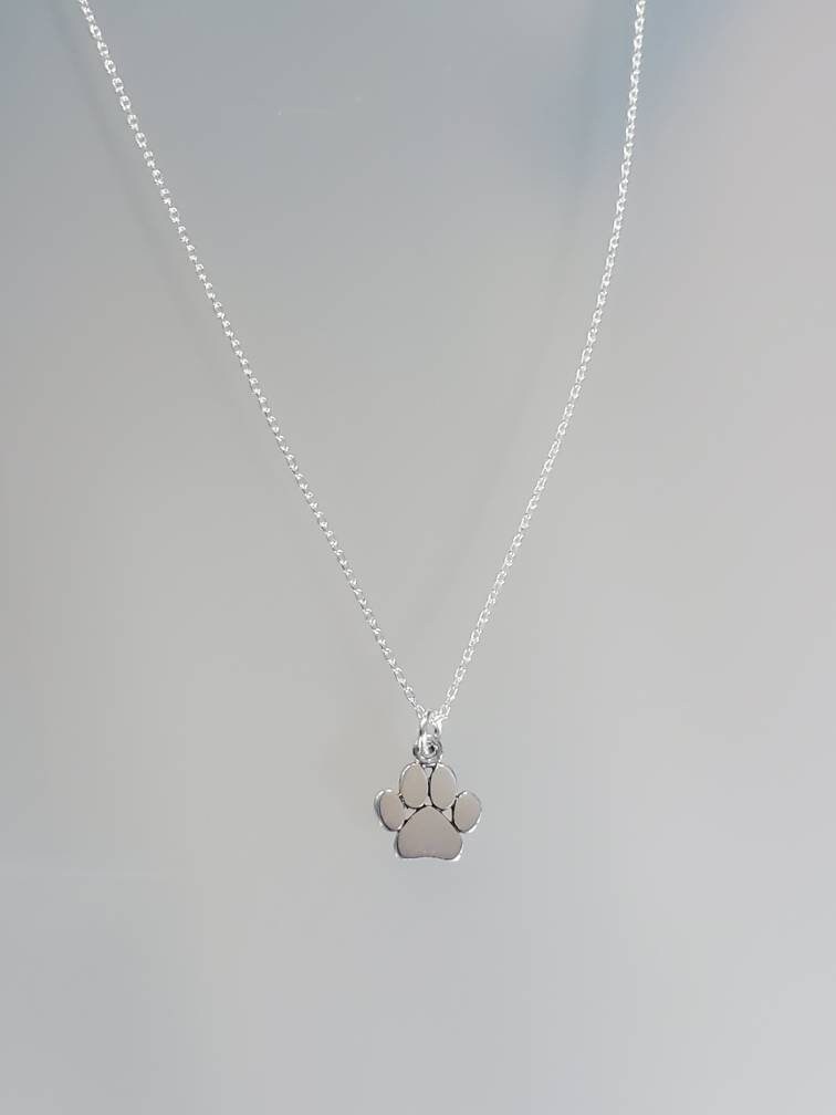 Tiny Paw Print Necklace, Sterling Silver or Gold Vermeil, Paw Necklace, Animal Necklace, Pet Dog Cat Necklace, Paw Print My Store